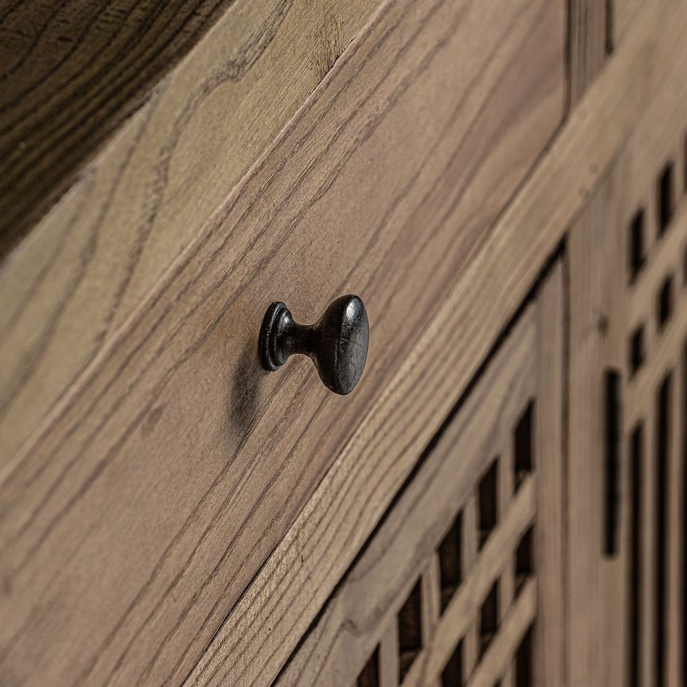Sideboards - Sideboard in black elm wood 180x45x90 cm - VICAL