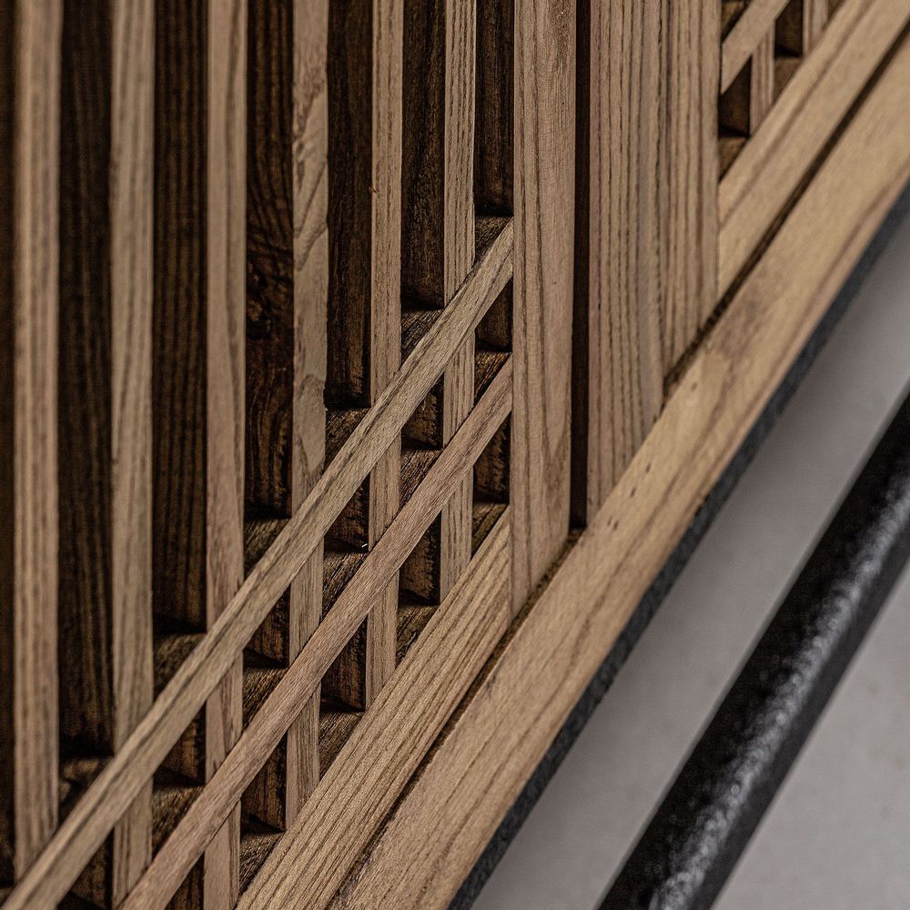 Sideboards - Sideboard in black elm wood 180x45x90 cm - VICAL