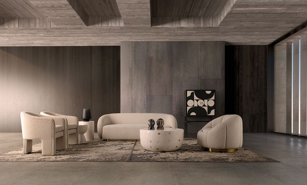 Fauteuils - Fauteuil en coton bouclé blanc cassé 69x67x77 cm - VICAL