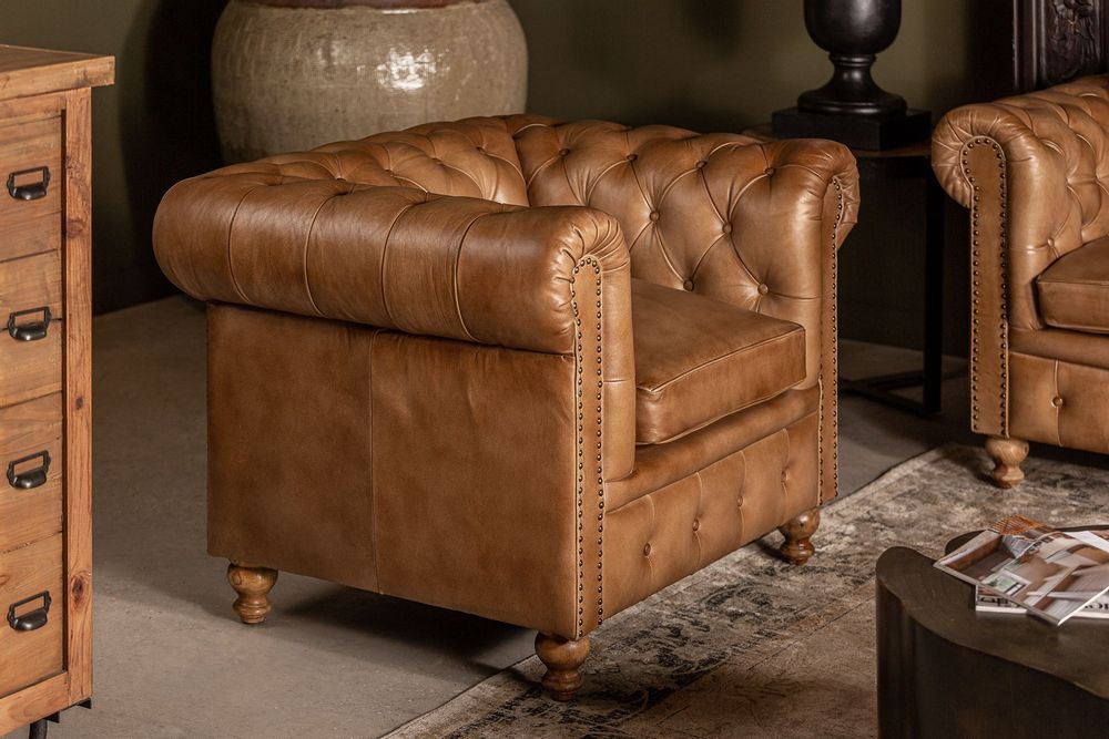 Fauteuils - Fauteuil en peau marron 107x83x75 cm - VICAL