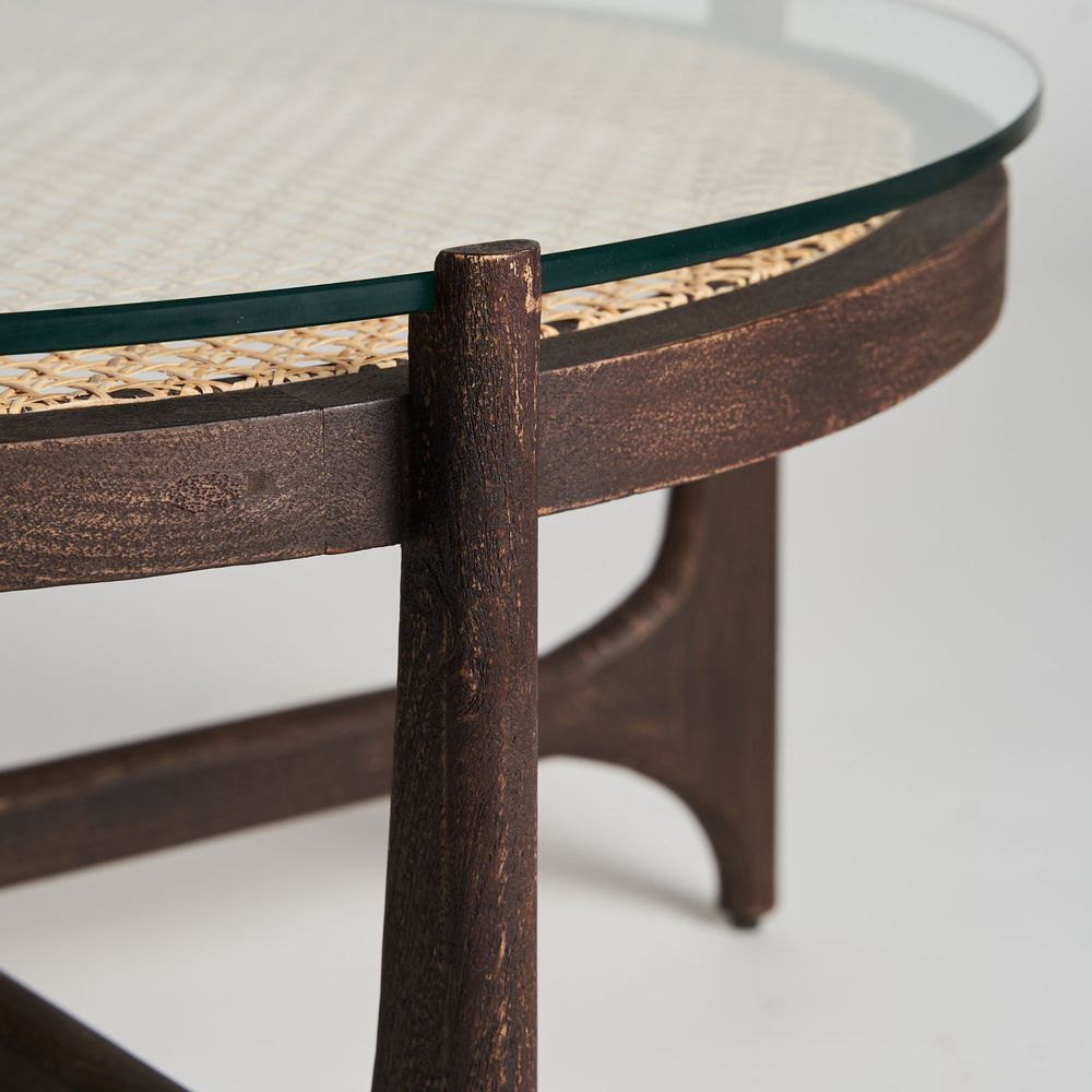 Coffee tables - Brown mango wood coffee table 92x92x41 cm - VICAL