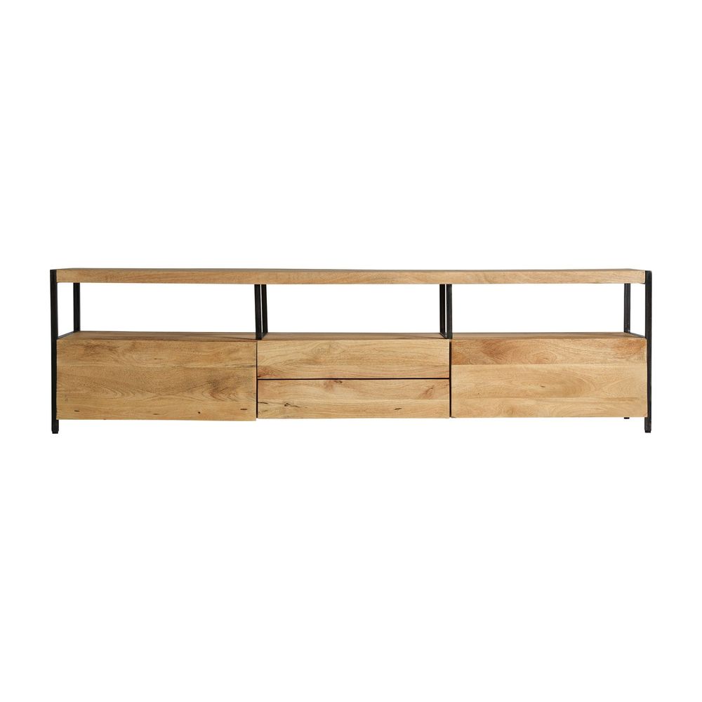Meubles TV - Meuble tv en bois de mangue noir 190x40x52 cm - VICAL