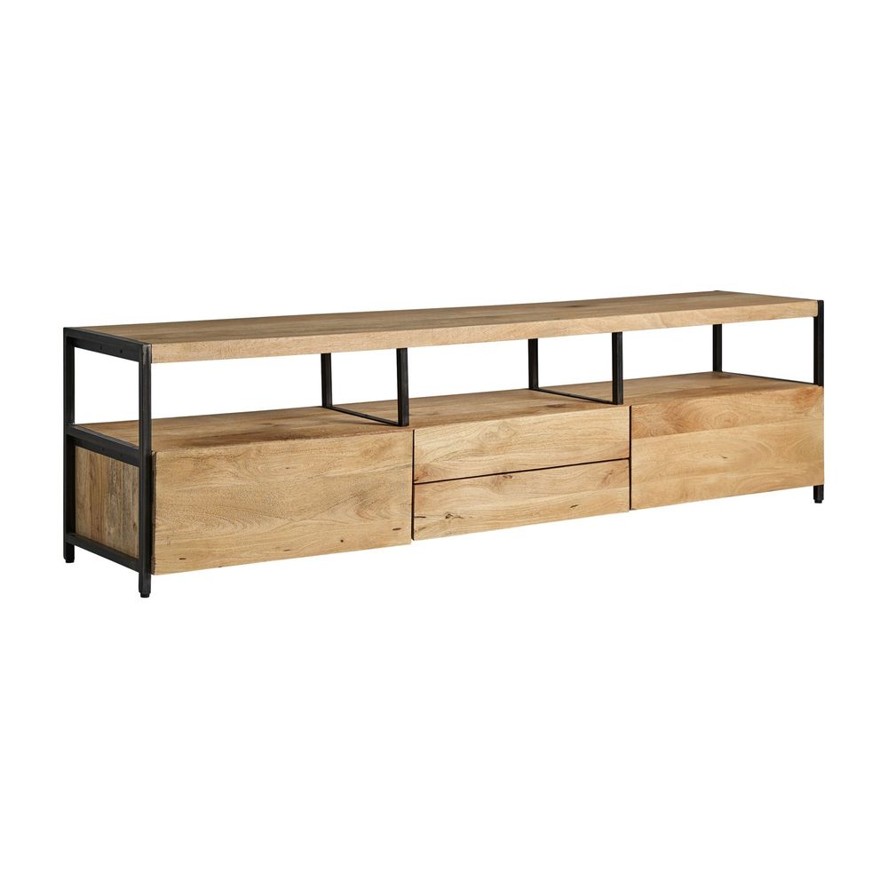 Meubles TV - Meuble tv en bois de mangue noir 190x40x52 cm - VICAL