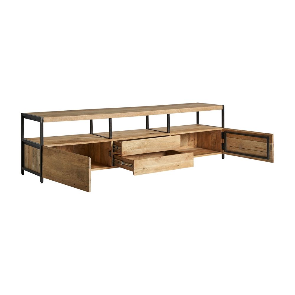 Meubles TV - Meuble tv en bois de mangue noir 190x40x52 cm - VICAL