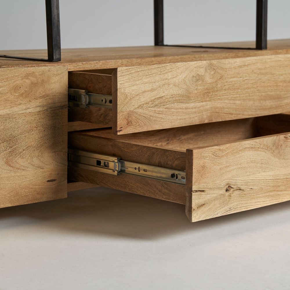 Meubles TV - Meuble tv en bois de mangue noir 190x40x52 cm - VICAL