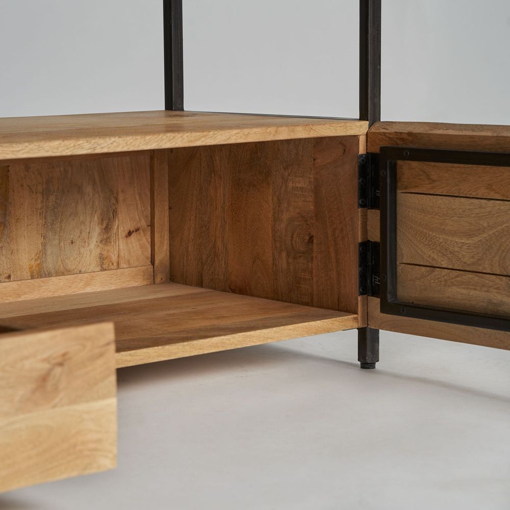 Meubles TV - Meuble tv en bois de mangue noir 190x40x52 cm - VICAL