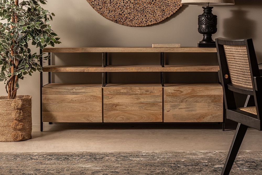Buffets - Buffet en bois de mangue brun clair 170x43x76 cm - VICAL