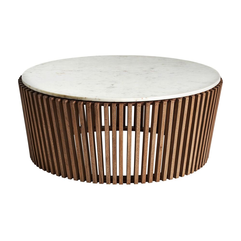 Tables basses - Table basse en bois d´acacia blanc 100x100x42 cm - VICAL