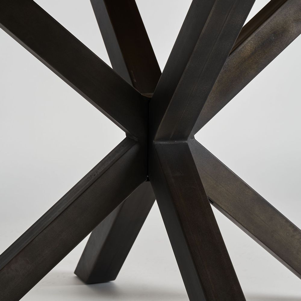 Dining Tables - Black mango wood living room table 130x130x77 cm - VICAL