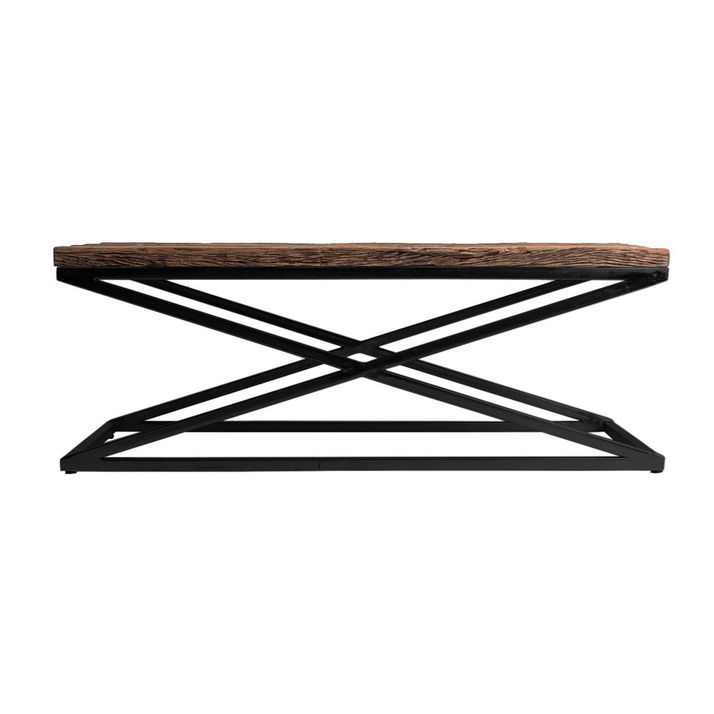 Coffee tables - Brown teak wood coffee table 120x60x40 cm - VICAL
