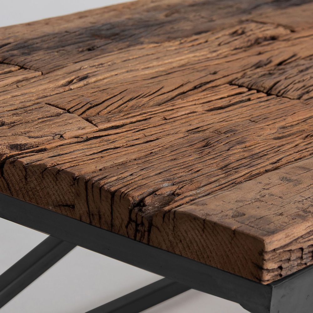 Coffee tables - Brown teak wood coffee table 120x60x40 cm - VICAL