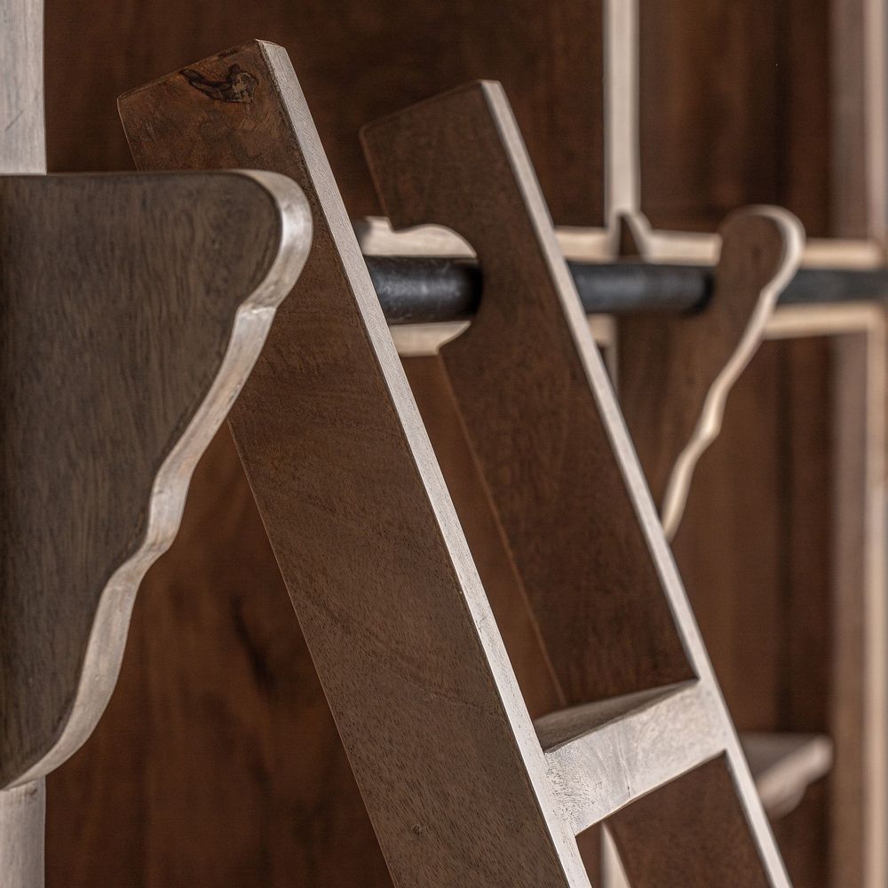 Shelves - Brown mango wood display case 197x42x232 cm - VICAL