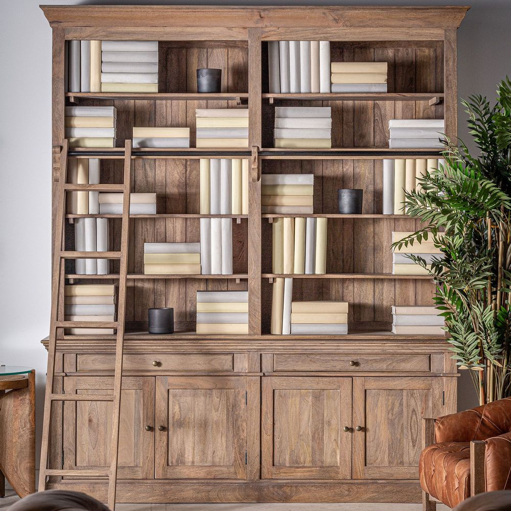 Shelves - Brown mango wood display case 197x42x232 cm - VICAL