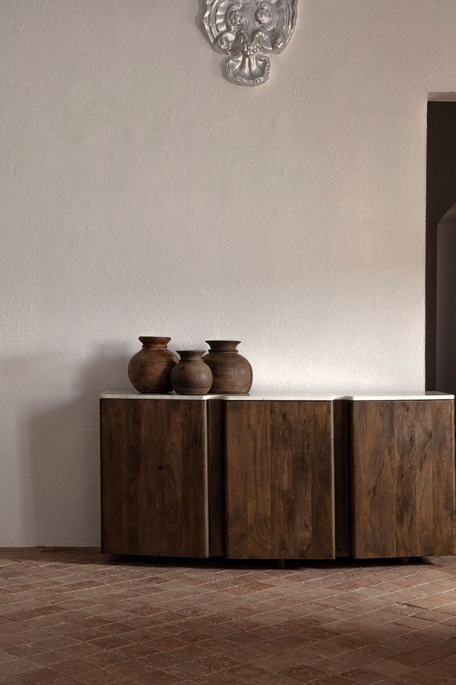 Buffets - Buffet en bois de mangue blanc 160x45x75 cm - VICAL