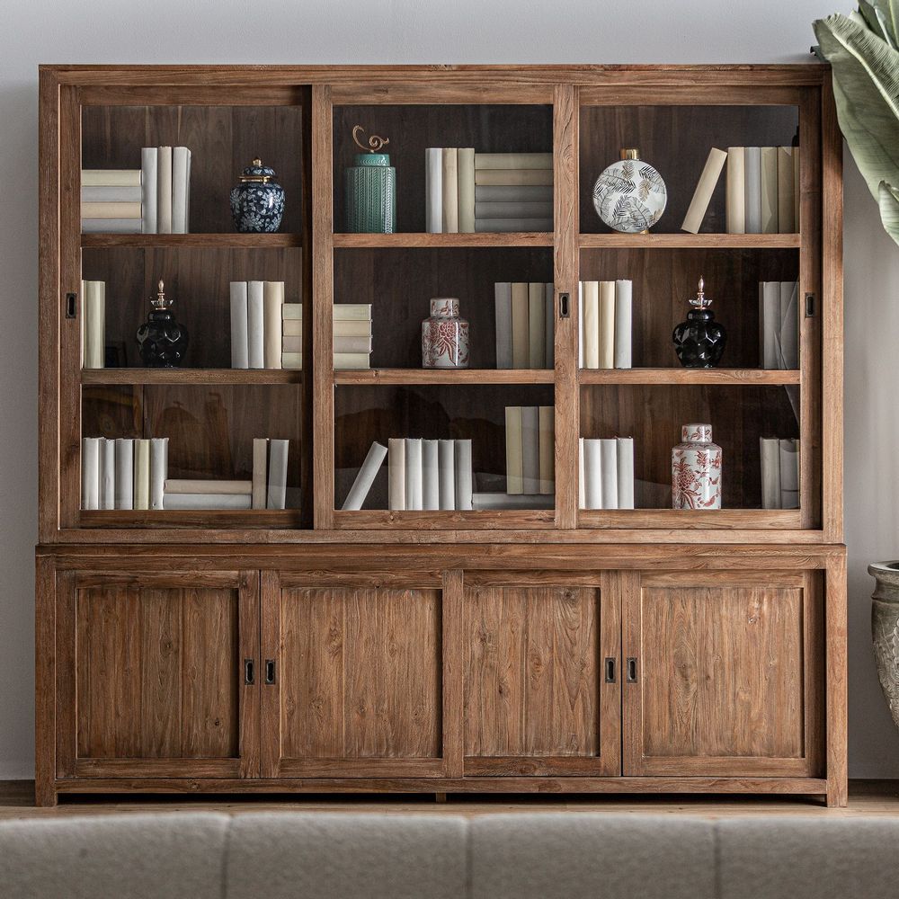 Wardrobe - Brown railway wooden display case 240x55x218 cm - VICAL