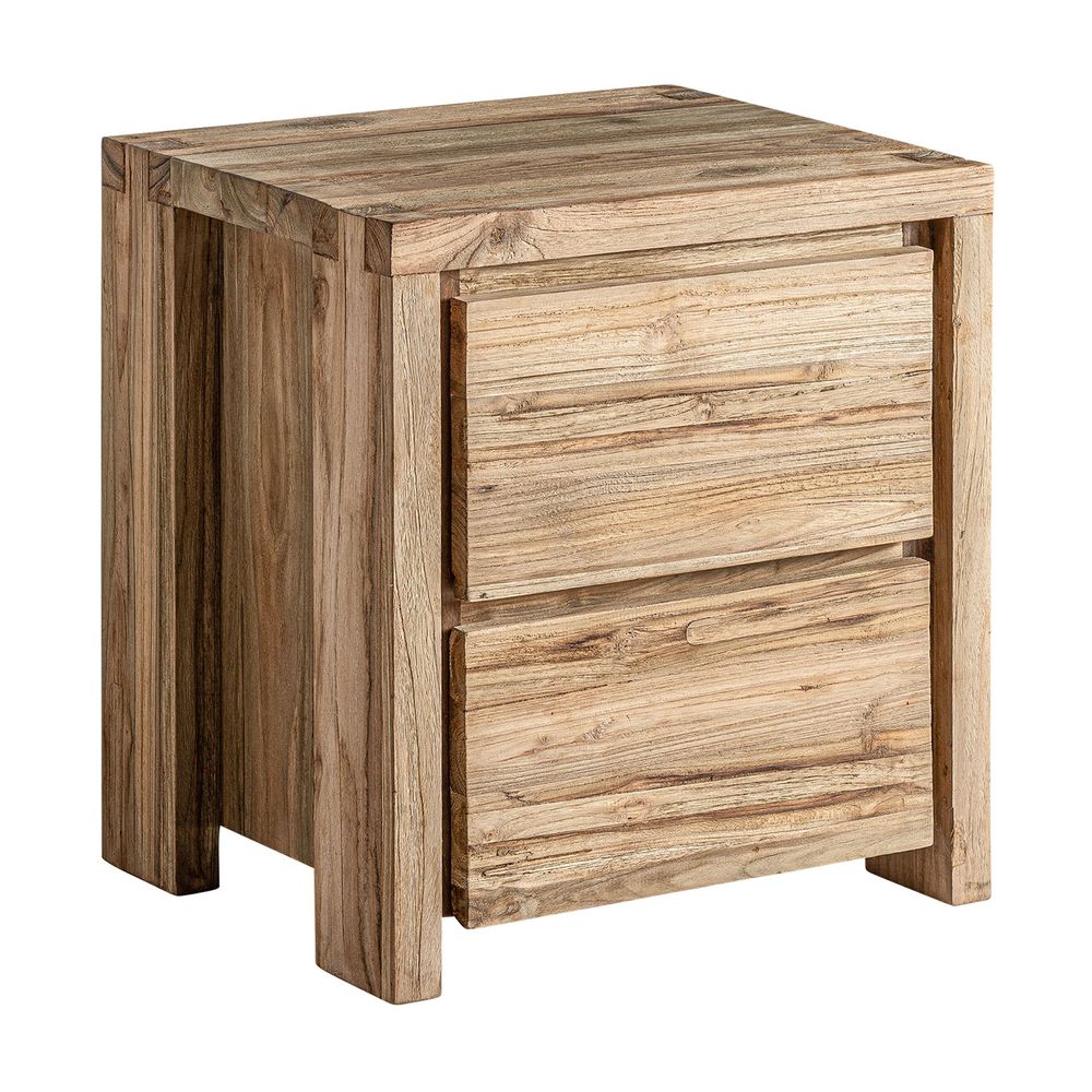 Night tables - Brown railway wood bedside table 55x45x60 cm - VICAL
