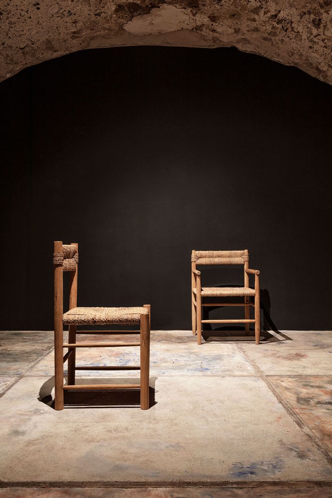 Chaises - Fauteuil en bois de teck marron 57x55x80 cm - VICAL