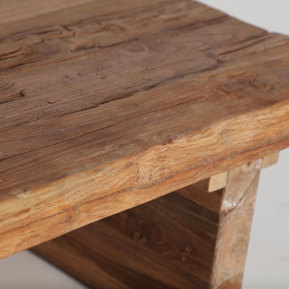Coffee tables - Brown railway wood coffee table 150x60x34 cm - VICAL