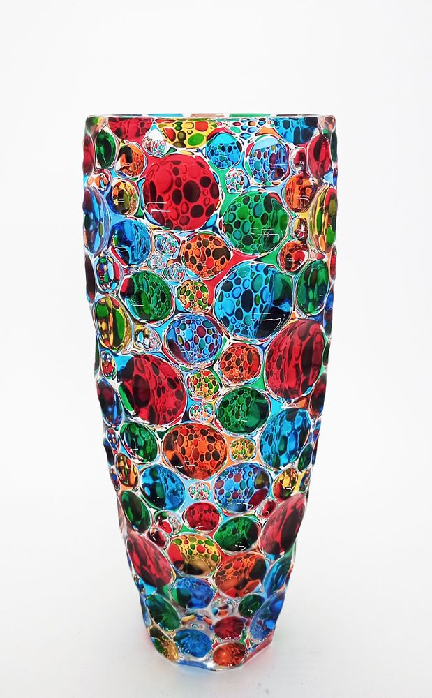 Vases - Vase en cristal pétillant peint à la main style Murano Venise - PERLE D'ARTE