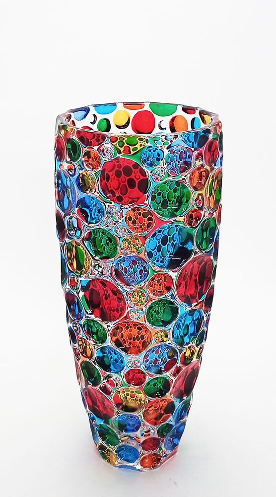 Vases - Vase en cristal pétillant peint à la main style Murano Venise - PERLE D'ARTE