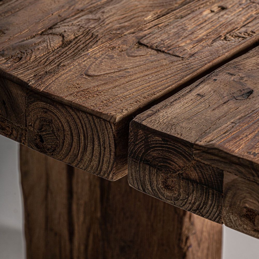 Coffee tables - Brown railway wood coffee table 150x60x34 cm - VICAL