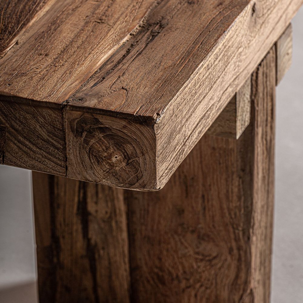 Coffee tables - Brown railway wood coffee table 150x60x34 cm - VICAL