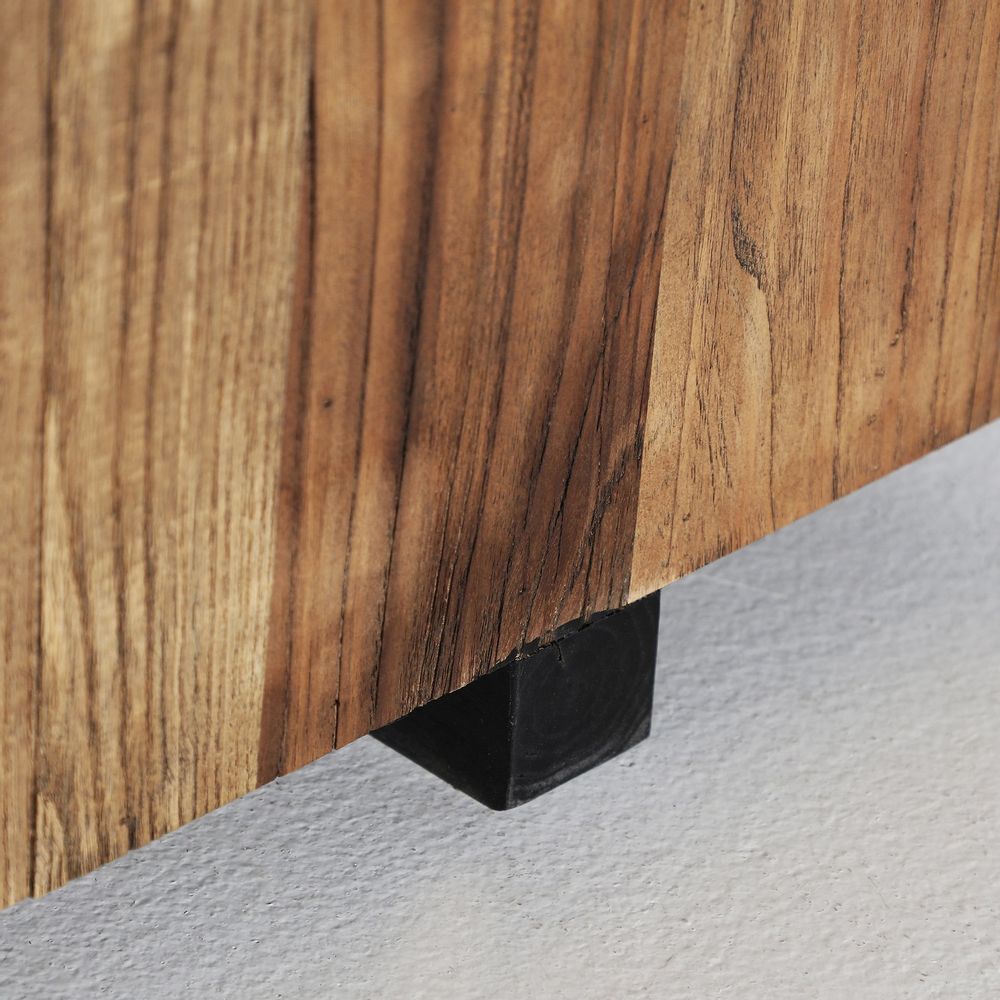 Coffee tables - Brown recycled elm wood coffee table 160x40x36 cm - VICAL