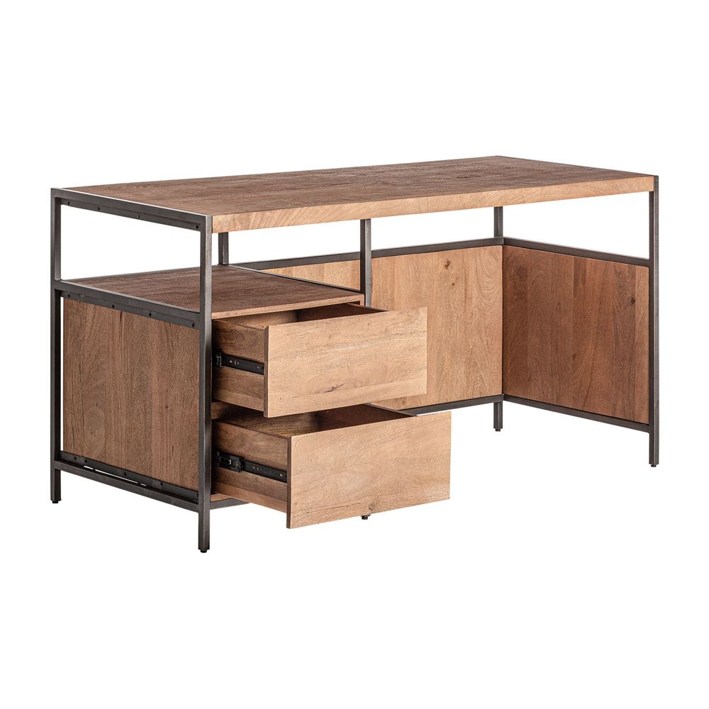 Desks - Light brown mango wood desk 150x60x75 cm - VICAL