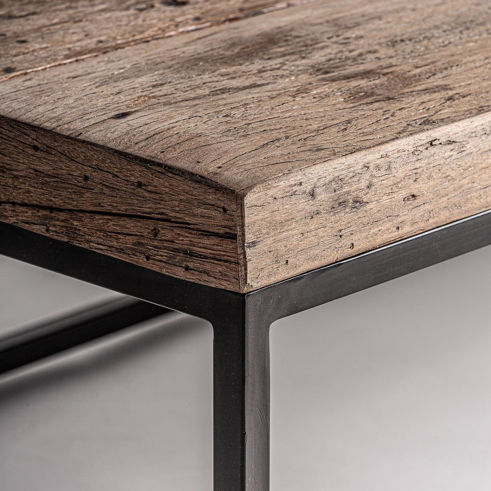 Coffee tables - Black reclaimed wood coffee table 180x60x36 cm - VICAL