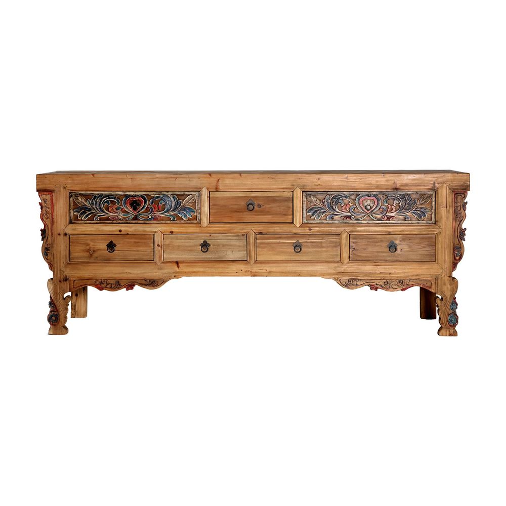 Sideboards - Brown recycled pine wood sideboard 240x48x90 cm - VICAL