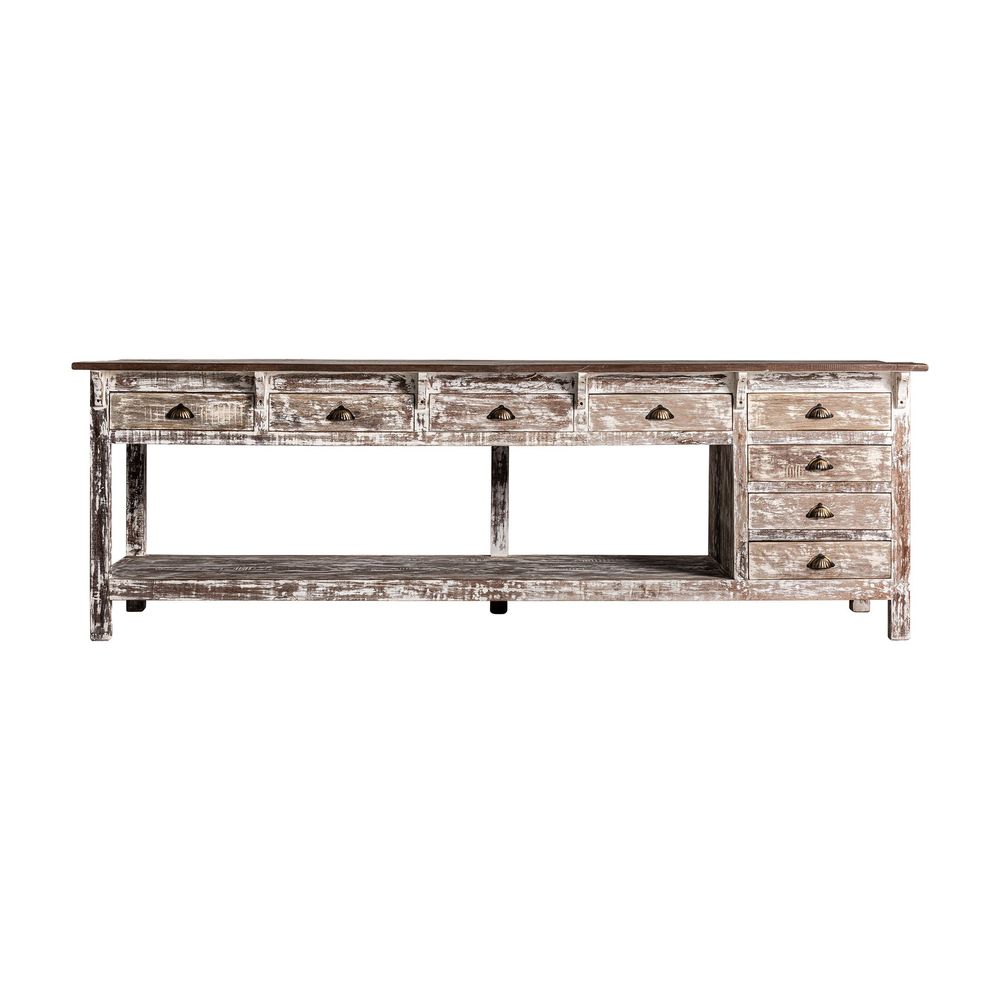 Bureaux - Pupitre en bois tropical blanc 274x88x90 cm - VICAL