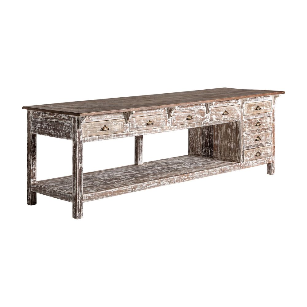 Bureaux - Pupitre en bois tropical blanc 274x88x90 cm - VICAL