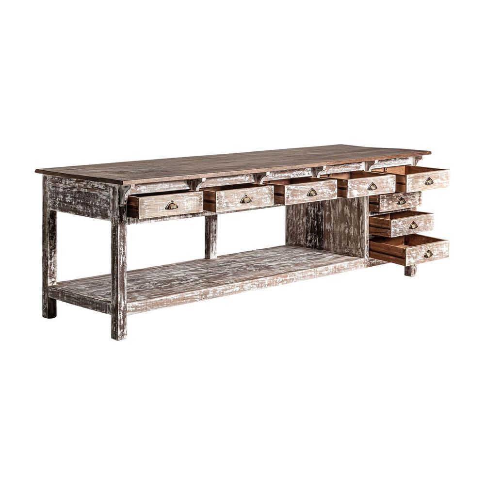 Bureaux - Pupitre en bois tropical blanc 274x88x90 cm - VICAL