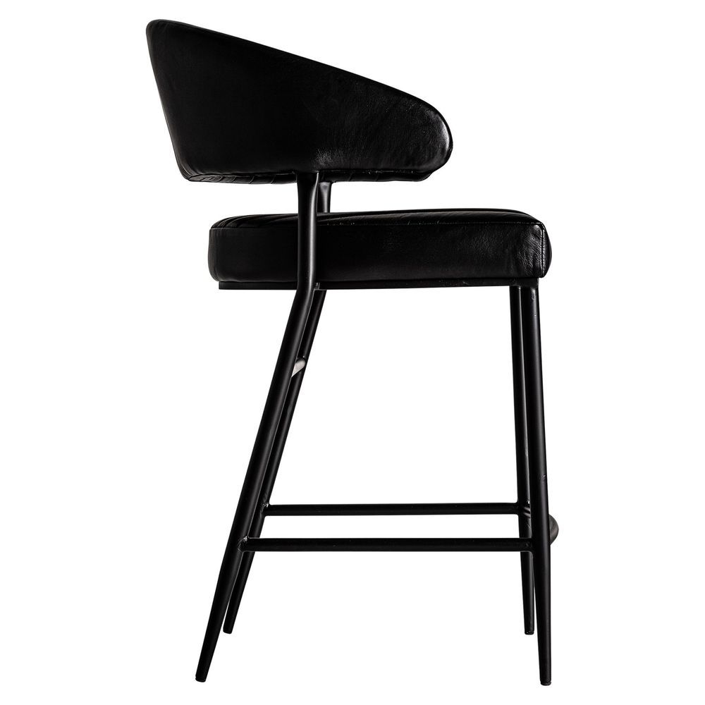 Tabourets - Tabouret en peau noir 55x59x93 cm - VICAL