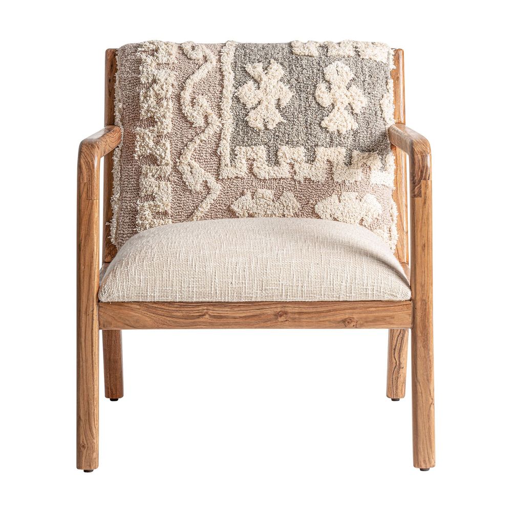 Armchairs - Light brown mango wood armchair 64x72x76 cm - VICAL