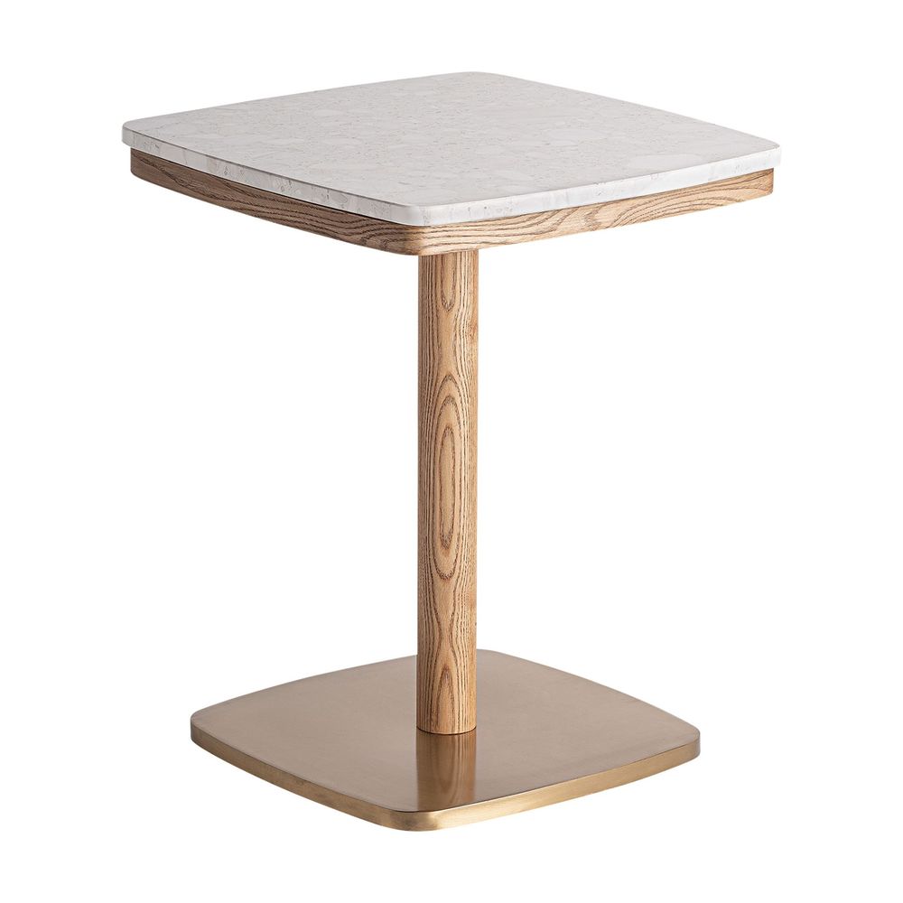 Autres tables - Table de bar en terrazzo blanc 50x50x66 cm - VICAL