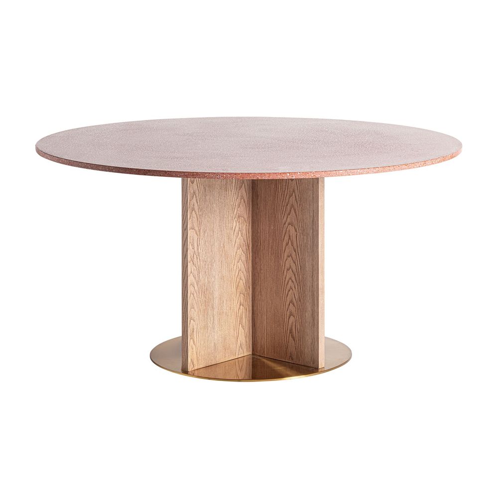Tables Salle à Manger - Table salon en terrazzo rouge 150x150x77 cm - VICAL