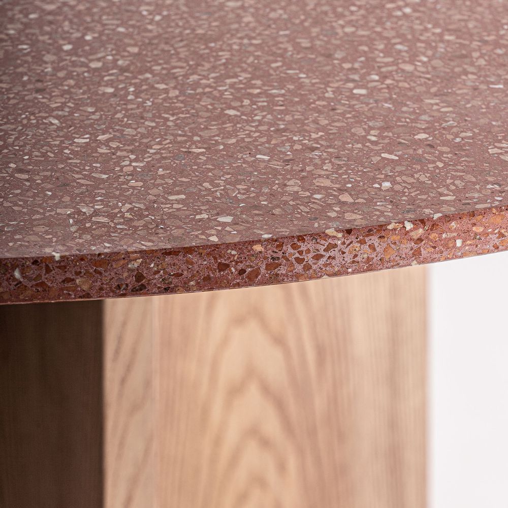Tables Salle à Manger - Table salon en terrazzo rouge 150x150x77 cm - VICAL