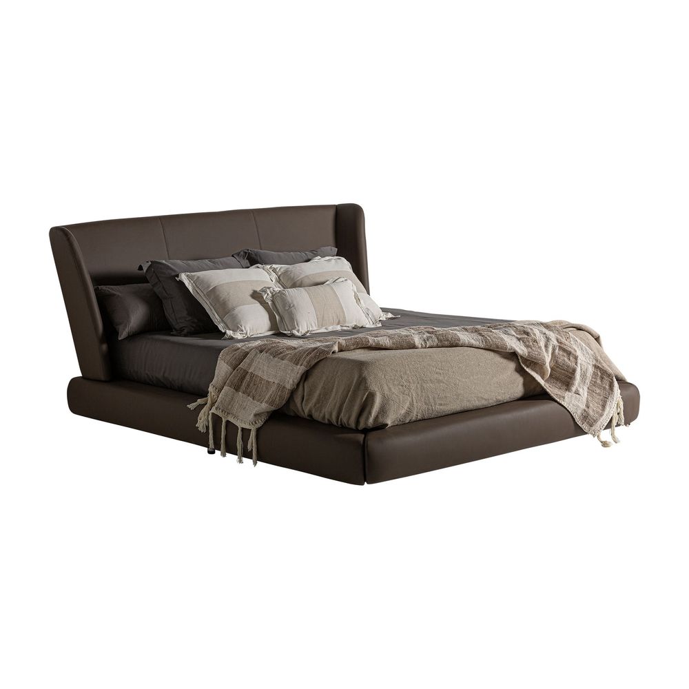 Lits - Lit en peau marron 196x218x102 cm - VICAL