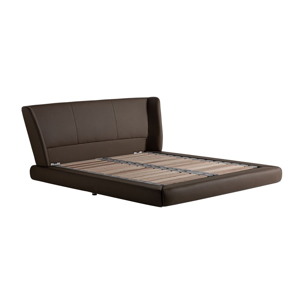 Lits - Lit en peau marron 196x218x102 cm - VICAL