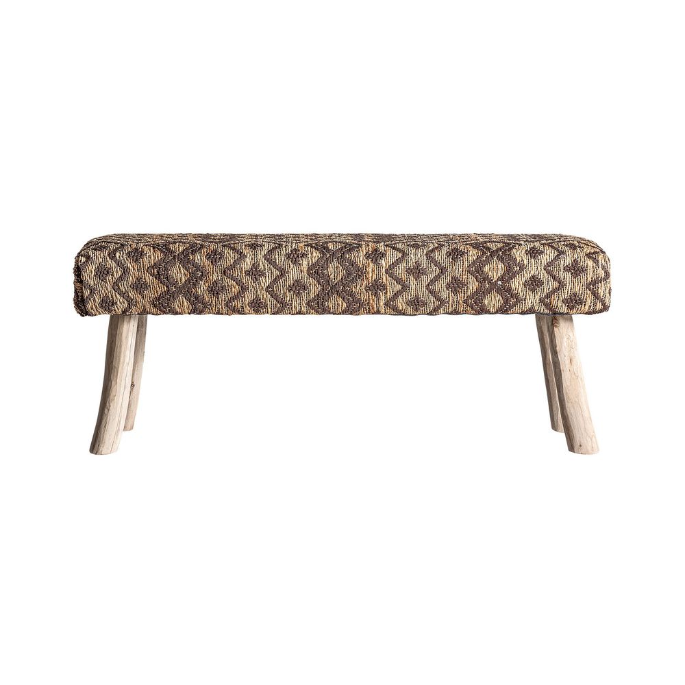 Benches - Nounces brown jute bench 123x40x49 cm - VICAL