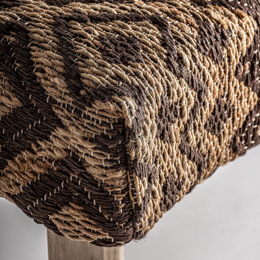 Benches - Nounces brown jute bench 123x40x49 cm - VICAL