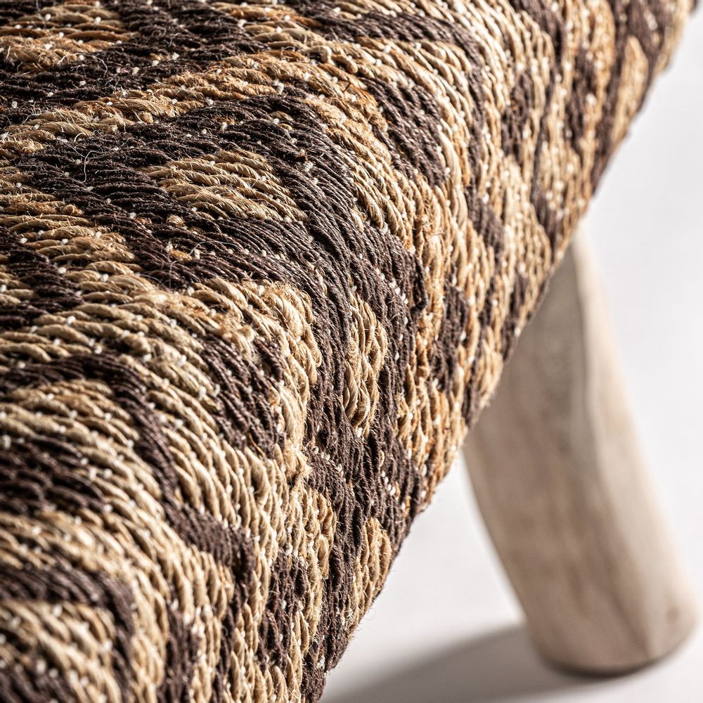Benches - Nounces brown jute bench 123x40x49 cm - VICAL