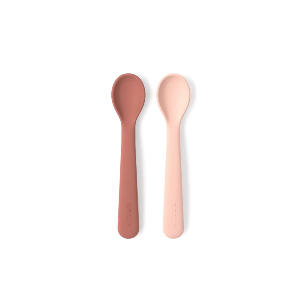 Repas pour enfant - Lot de 2 cuillères en silicone - Blush / Terracotta - EKOBO