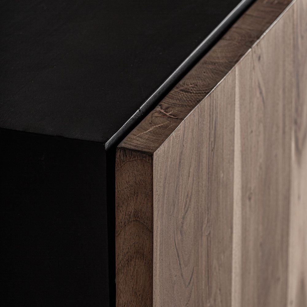 Buffets - Buffet en bois d´acacia noir 220x44x81 cm - VICAL