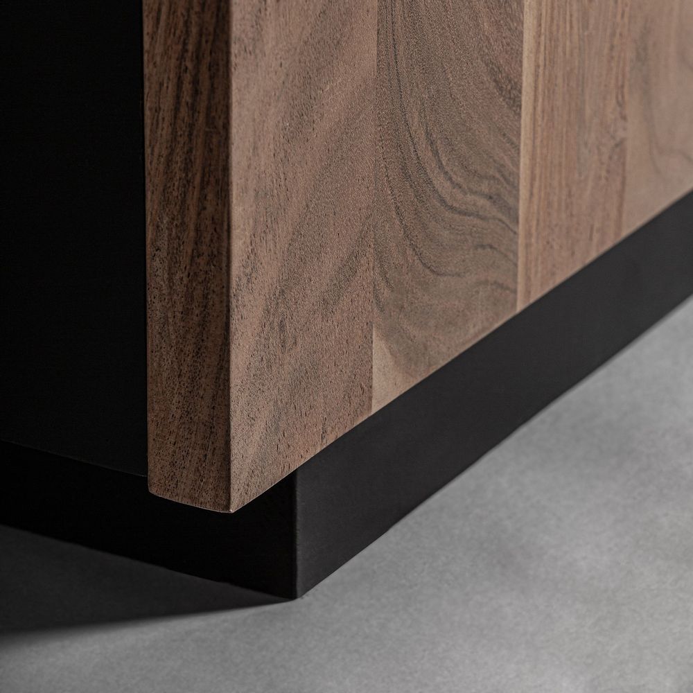 Buffets - Buffet en bois d´acacia noir 220x44x81 cm - VICAL