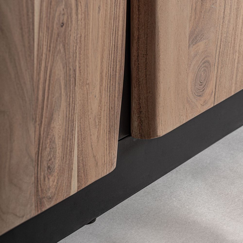 Buffets - Buffet en bois d´acacia noir 220x44x81 cm - VICAL