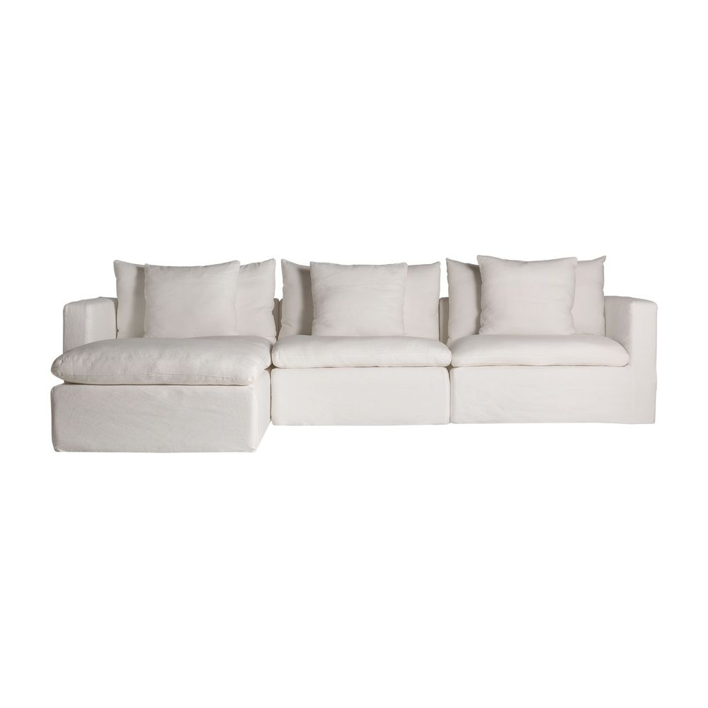 Sofas - White linen corner 103x96x84 cm - VICAL