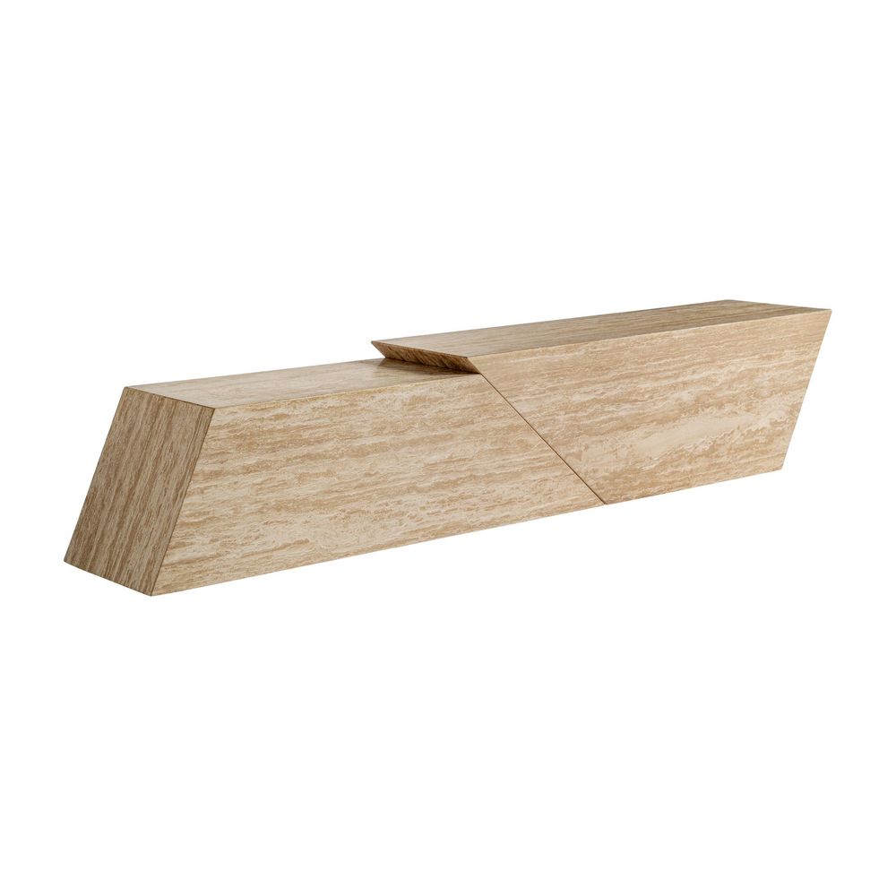 TV stands - Light brown travertine TV cabinet 230x40x45 cm - VICAL
