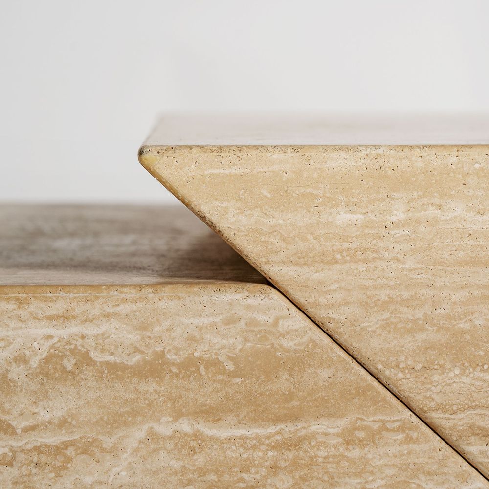 TV stands - Light brown travertine TV cabinet 230x40x45 cm - VICAL